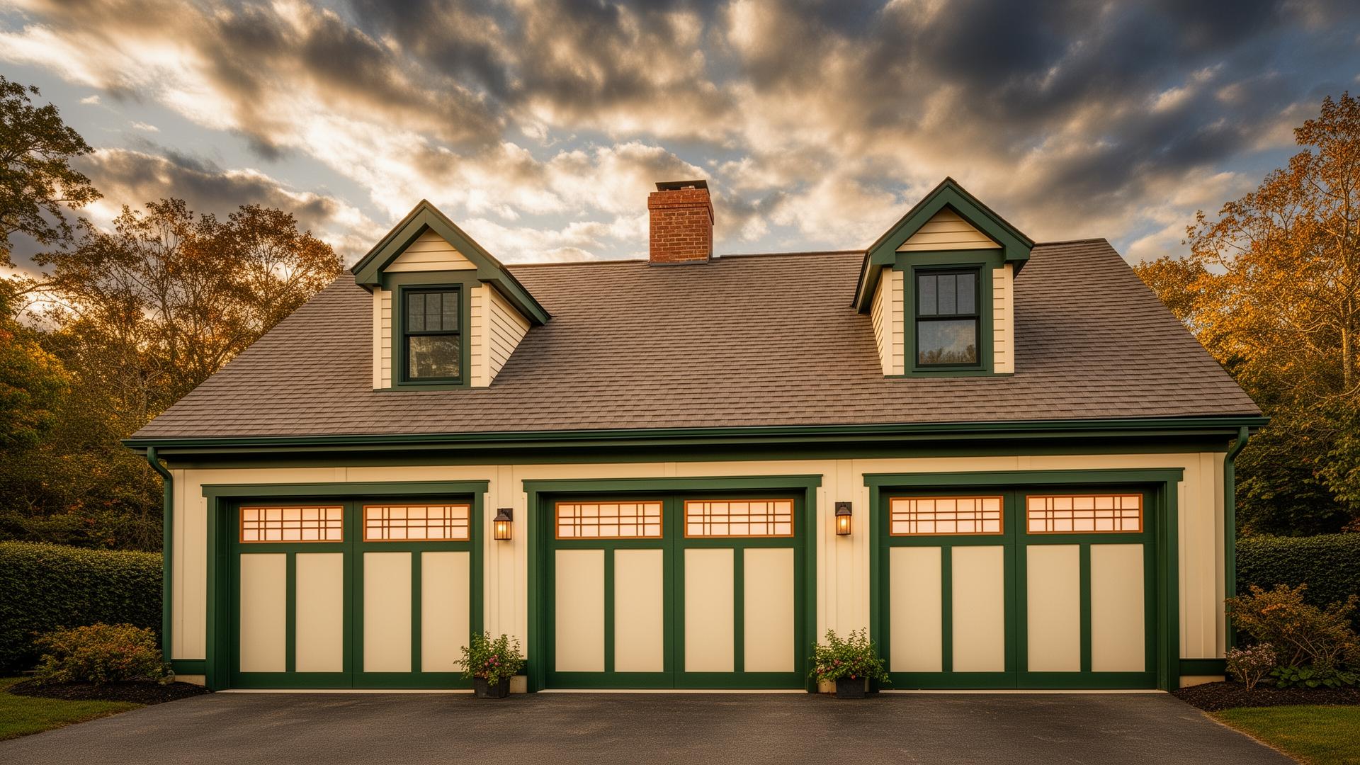 Beautiful Cape Cod cottage with Asian-inspired shoji screen garage doors
